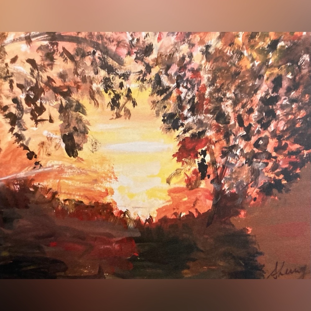 Vibrant Orange and Yellow Sunset Printed from my water color